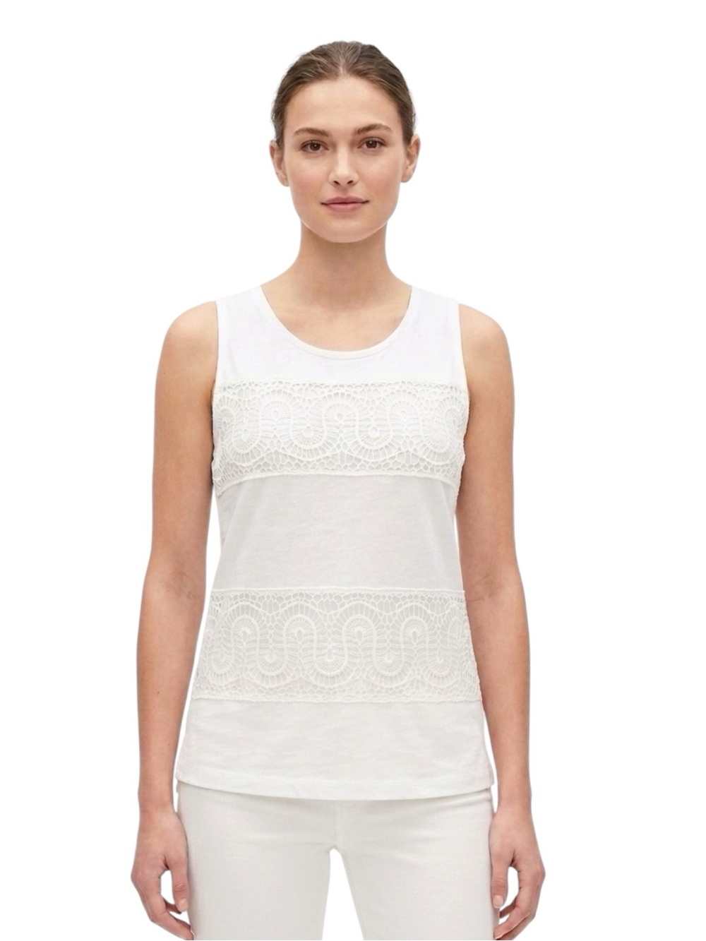J Crew White Lace Panel Tank Top - Picture 1 of 4